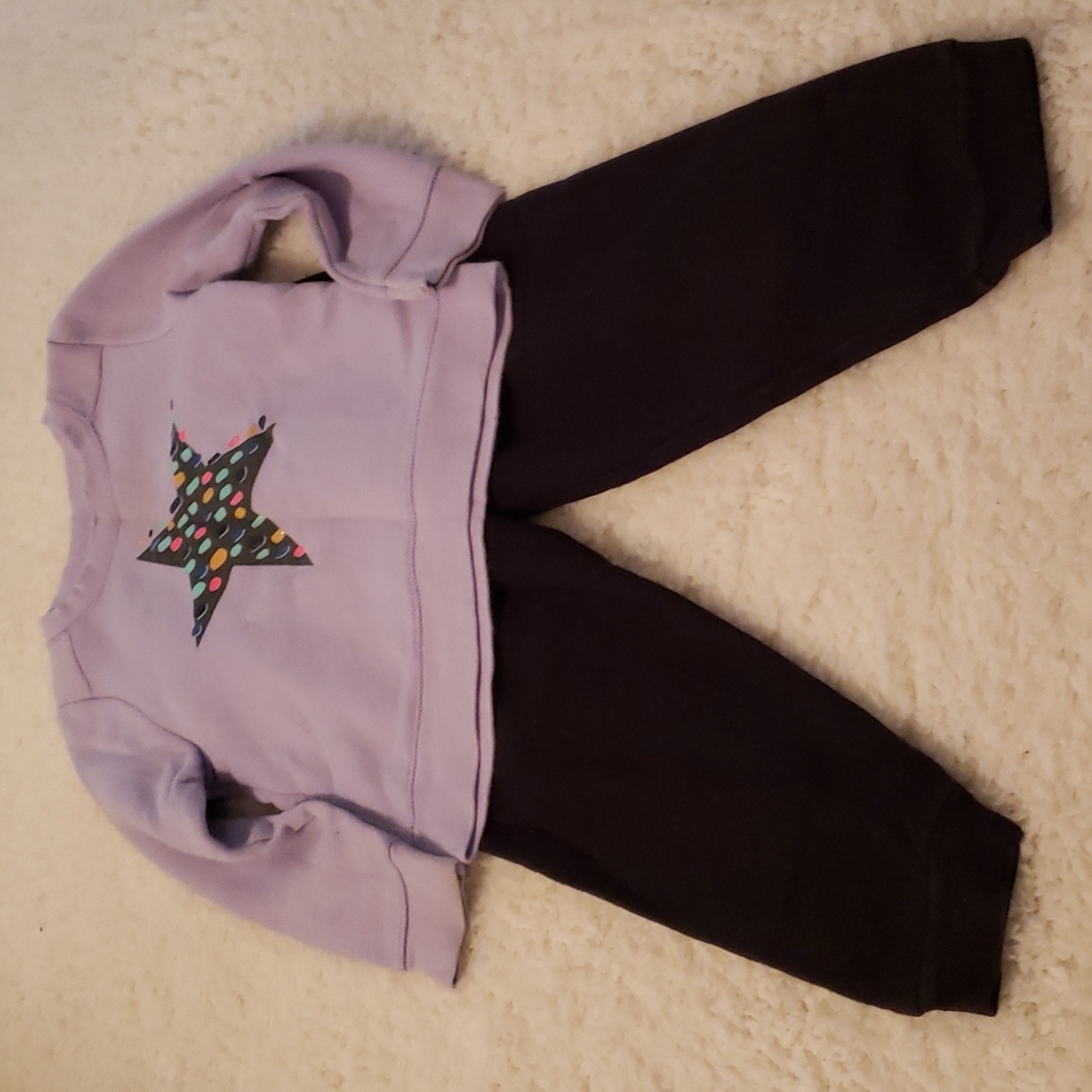 Girl's Cat & Jack sweat shirt and Garanimals sweat pants
